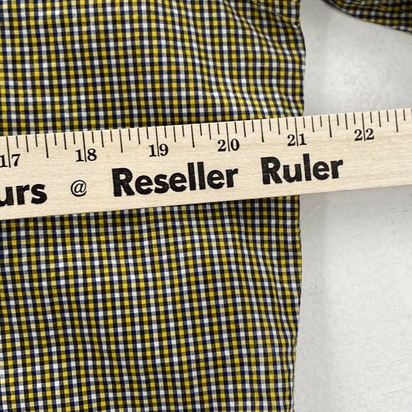 Ben Sherman Mens XL Long Sleeve Button Down Yellow Gold & Blue Plaid Shirt - Picture 9 of 12